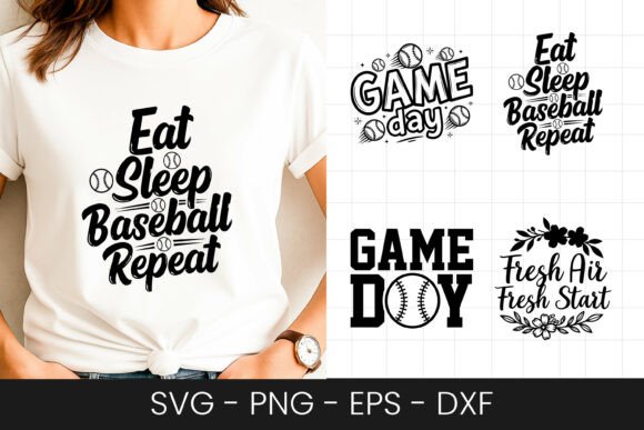 Eat Sleep Baseball Repeat Quote SVG PNG
