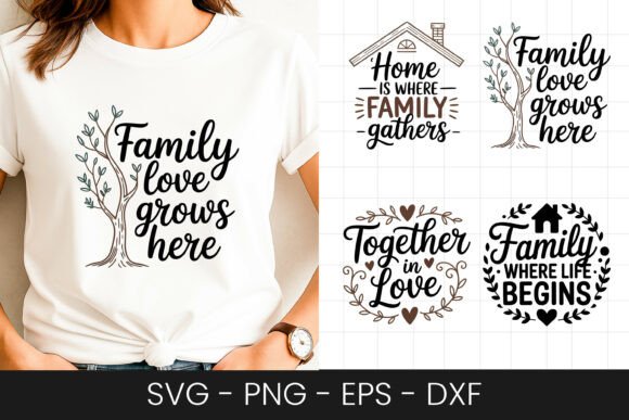 Family Love Grows Here Quote SVG PNG