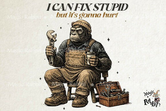 Funny Gorilla Mechanic Quote SVG PNG: A Playful Embroidery Design for Real Projects