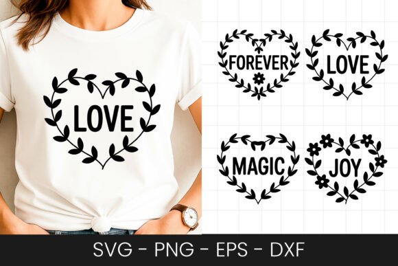Love Magic Joy Wreath Quote SVG PNG